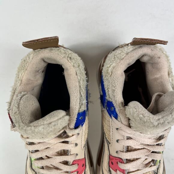 Air Jordan 4 Retro Wild Things Sneaker Unisex 2Y Cream Lace Up athletic Shoes - Picture 11 of 12